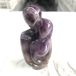 Amethyst Natural Amethyst Carved Healing Couple Figurines, Reiki Energy Stone Display Decorations, 40x30x80mm