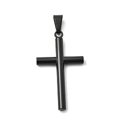 Черный 304 подвески из нержавеющей стали, религия крест прелести, вакуумное покрытие pvd, чёрные, 42.5x24x4.5 мм, отверстие : 9x5 мм