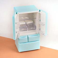 Светло-Голубой Пластиковый холодильник мини модель, аксессуары для кукольного домика с микро-ландшафтом, притворяясь опорными украшениями, Небесно-голубой, 59x50x114 мм