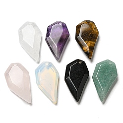 Mixed Stone Natural & Synthetic Mixed Gemstone Pendants, Faceted Half Heart Charms, 27x14x5.5mm, Hole: 1.5mm