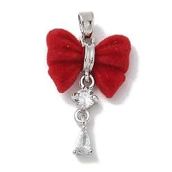 Красный Подвески из платиновой стойки с покрытием из латуни, cmолой, долговечный, без свинца и без кадмия, бантом, разноцветные, красные, 26x16.5x5 мм, отверстие : 4x2.5 мм