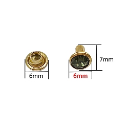 Greige Alloy Semi-Tublar Rivet Studs, with Rhinestone, for Purse, Bags, Boots, Leather Crafts Decoration, Greige, 6x7mm