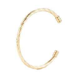 Золотой 304 из нержавеющей стали манжеты браслеты, кабель провода открытые браслеты, золотые, внутренний диаметр: 2-3/8 дюйм (5.9 см)