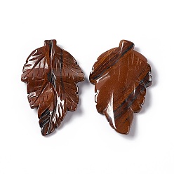 Tiger Iron Natural Tiger Iron Pendants, Leaf Charms, 41.5x25~26x5mm, Hole: 0.8mm