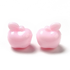 Pink Opaque Acrylic Beads, Apple, Pink, 9x9x8mm, Hole: 3mm, about 2000pcs/500g