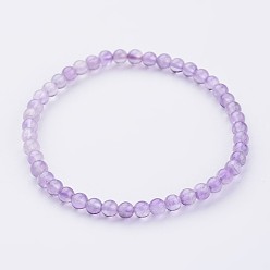 Amethyst Natural Amethyst Beaded Stretch Bracelets, with Elastic Fibre Wire, 2-1/4 inch(55mm)