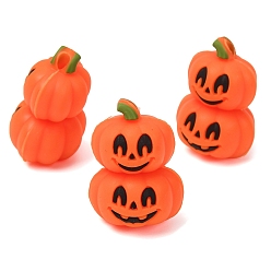 Kürbis Halloween-Silikon-Fokalperlen, gestapelte Kürbisse, 27x20.5x17 mm, Bohrung: 3 mm