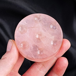 Cuarzo Rosa Base de matriz de siete estrellas de cuarzo rosa natural, para contemplar la adivinación o el feng shui, y bola de adivinación, 50~60 mm