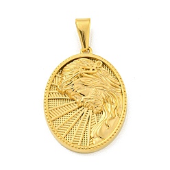 Золотой Ионное покрытие (ip) 304 подвески из нержавеющей стали, овал со святым шармом, золотые, 35.5x26x4 мм, отверстие : 9.5x5 мм