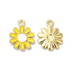 Gold Alloy Enamel Charms, Cadmium Free & Nickel Free & Lead Free, Light Gold, Flower Charm, Gold, 14.5x11.5x2mm, Hole: 1.4mm