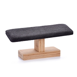 Gray T-Bar Microfiber Cloth Display Stands, for Pendant & Necklace, with Bamboo Holder, Gray, 19.8x8.8x5.8cm