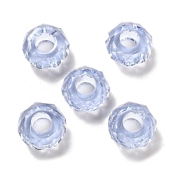 Lavande Résine transparente perles européennes, Perles avec un grand trou   , facette, rondelle, lavande, 13.5x8mm, Trou: 5.5mm