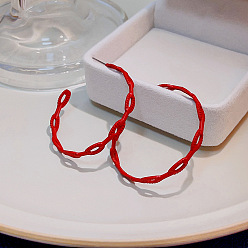 E0000-2 Red Square Hollow Out Серьги-кольца С-образной формы с росписью макаронами в стиле ретро для женщин