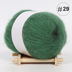 Green 25g Angora Mohair Wool & Acrylic Fiber Knitting Yarn, for Shawl Scarf Doll Crochet Supplies, Round, Green, 1mm
