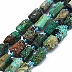 Chrysocolla Natural Chrysocolla Beads Strands, Frosted, Nuggets, 7~12x6~7mm, Hole: 0.8mm, about 26~33pcs/strand, 16.54''(42cm)