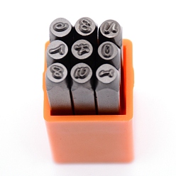 Orange Carbon Steel Stamps, Number, Orange, 61.5x7x7mm, 9pcs/box