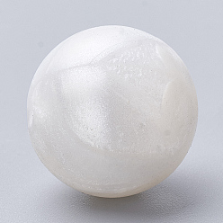 Snow Food Grade Eco-Friendly Silicone Beads, Round, Snow, 8~10mm, Hole: 1~2mm