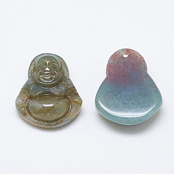 Indian Agate Natural Indian Agate Pendants, Maitreya, 18~19x15~16x7.5~8mm, Hole: 1mm