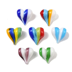 (52) Непрозрачная лаванда Бусины лэмпворк , сердце, разноцветные, 17~19x15~17.5x10~12 мм, отверстие : 1.8~2 мм