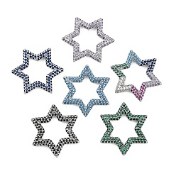 (52) Непрозрачная лаванда Стойка покрытие латунь микропаве кубический цирконий звездообразные соединительные кольца, долговечный, без свинца и без кадмия, платина, разноцветные, 25x22x3 мм, внутренний диаметр: 14.5x13 мм