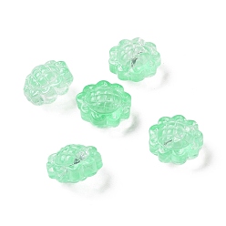 Vert Mer Moyen Perles de verre peintes par pulvérisation transparent, tournesol, vert de mer moyen, 15x10mm, Trou: 1.2mm