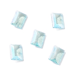 Aquamarine Crackle Moonlight Style K9 Glass Rhinestone Cabochons, Pointed Back, Rectangle, Aquamarine, 8x6x3.5mm