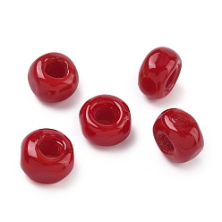 (123L) Белый крем непрозрачный блеск Бусины лэмпворк европейского стиля , бусины с большим отверстием, кубические, огнеупорный кирпич, 11.5x11.5x8.5 мм, отверстие : 5 мм