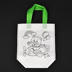 Bear Rectangle Non-Woven DIY Environmental Scribble Bags, with Handles, for Children DIY Crafts Making, Bear Pattern, 360mm