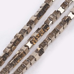 Antique Bronze Plated Electroplate Non-Magnetic Synthetic Hematite Beads Strands, Cube, Antique Bronze Plated, 3x3x3mm, Hole: 0.5mm, about 132pcs/strand, 15.7 inch(9.8cm)