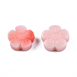 Light Coral Synthetic Coral Beads, Dyed, Imitation Jade, Flower, Light Coral, 12.5x14x5.5mm, Hole: 1.4mm
