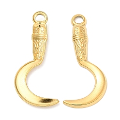 Real 18K Gold Plated 304 Stainless Steel Pendants, Sickle Charm, Real 18K Gold Plated, 28.5x12x2mm, Hole: 2mm