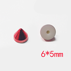 Red Acrylic Screw Rivet, Cone, for Purse Handbag Shoes Leather Craft Clothes Belt, Red, 6x5mm