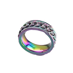 Rainbow Color 201 кольца из нержавеющей стали, с бордюрами, Радуга цветов, размер США 7 (17.3 мм)