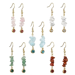 Mixed Stone Natural & Synthetic Mixed Gemstone Chips Dangle Earrings for Women, 45x6mm