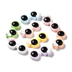 Mixed Color Opaque Resin Cabochons, Glasses with Bowknot, Mixed Color, 15x31.5x7.5mm
