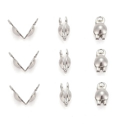 Нержавеющая Сталь Цвет Наконечники бусин из нержавеющей стали, устойчивые к потускнению, Калотте заканчивается, крышка раскладушки, цвет нержавеющей стали, 6x3 мм, отверстие : 1 мм