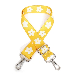 Jaune Sangles de sac à fleurs en jacquard de polyester, avec fermoirs pivotants en alliage plaqué platine, jaune, 80~130x3.8 cm