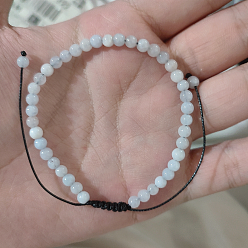 Аквамарин Регулируемый женский браслет из аквамариновых бусин, с простым и универсальным плетением из бисера, показать на картинке