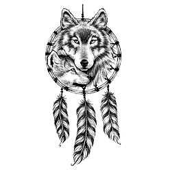 Black Wolf Pattern Removable Temporary Water Proof Tattoos Paper Stickers, Wolf, 21x11.4cm
