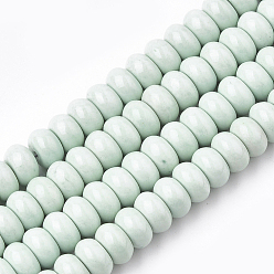 Светло-голубой Природный агат бисер нитей, окрашенные, рондель, светло-голубой, 7.5~8x4.5 мм, отверстие : 1 мм, около 90 шт / нитка, 15.7 дюйм