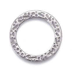 Stainless Steel Color 304 Stainless Steel Linking Rings, Laser Cut, Textured, Round Ring, Stainless Steel Color, 15x0.8mm, Inner Diameter: 11mm