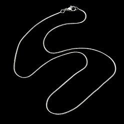 Platinum Brass Round Snake Chain Necklace for Men Women, Platinum, 17.52 inch, 1Pc/set