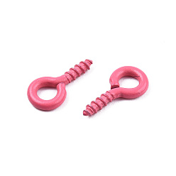 Flamingo Spray Painted Iron Screw Eye Pin Peg Bails, For Half Drilled Beads, Cadmium Free & Nickel Free & Lead Free, Flamingo, 10x5x1mm, Hole: 2.5mm, Pin: 1.5mm