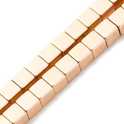 Светло-Золотое Покрытие Немагнитные нити шарик синтетический гематит, кубические, свет позолоченные, 4x4x4 мм, отверстие : 1 мм, около 94 шт / нитка, 15.7 дюйм (40 см)