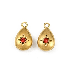 Сиамский 304 прелести нержавеющей стали, со стразами, очарование слезы, реальный 18 k позолоченный, ионное покрытие (ip), Сиам, 15x8.5x5.5 мм, отверстие : 1.6 мм