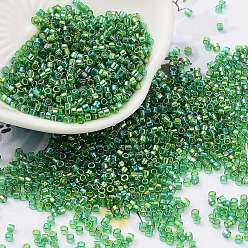 Зеленый лайм Стеклянные бусины прозрачных цветов, с покрытием AB цвета, цилиндр, зеленый лайм, 2x2 мм, отверстие : 1 мм