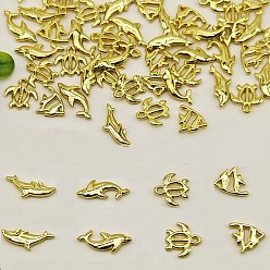 Золотой Кабошоны из сплава с океанской тематикой, ногтей декоративные аксессуары, разнообразные, золотые, 5~10x8~15 мм, о 80~85 шт / комплект