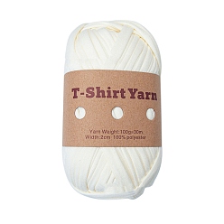 White Polyester Cloth Yarn, For Hand Knitting Thick Thread, Crochet Cloth Yarn, White, 20mm, about 32.81 Yards(30m)/Skein