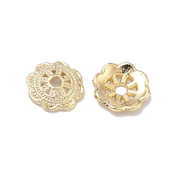 Light Gold Сплав шарик крышки, долговечный, стойки покрытие, цветок, золотой свет, 10.5x2 мм, отверстие : 1.8 мм