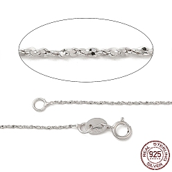 Platinum Trendy Unisex Rhodium Plated 925 Sterling Silver Chain Necklaces, with Spring Ring Clasps, Thin Chain, Platinum, 18 inch, 0.8mm